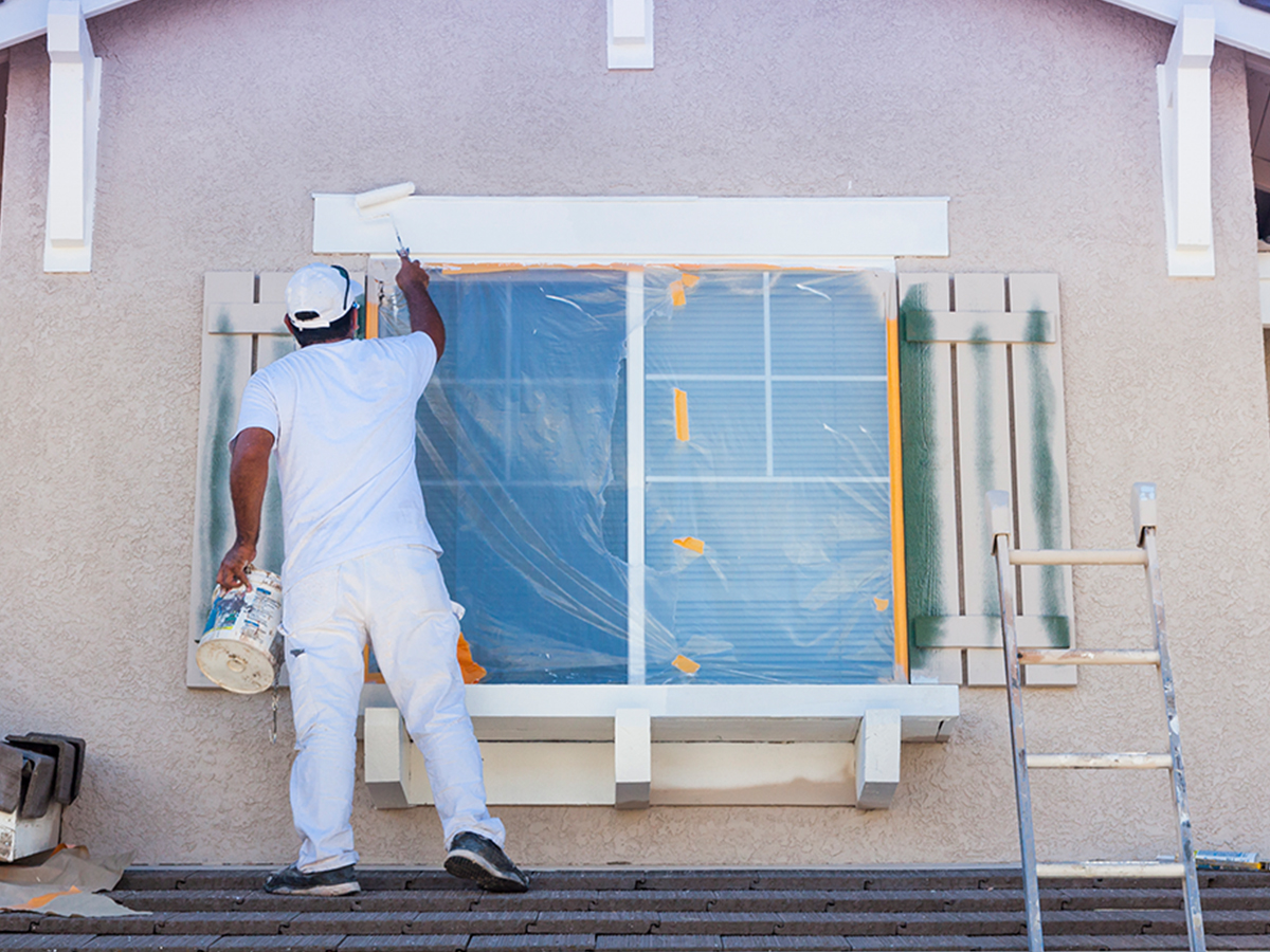 Fachada pintada con pintura exterior